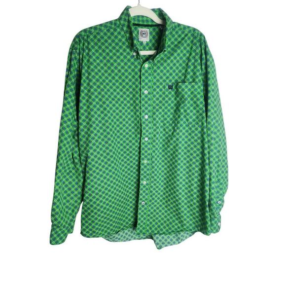 Cinch Mens Button Down Sz M Geometric Design Cotton Cowboy Western Ranch Rodeo - Picture 1 of 9